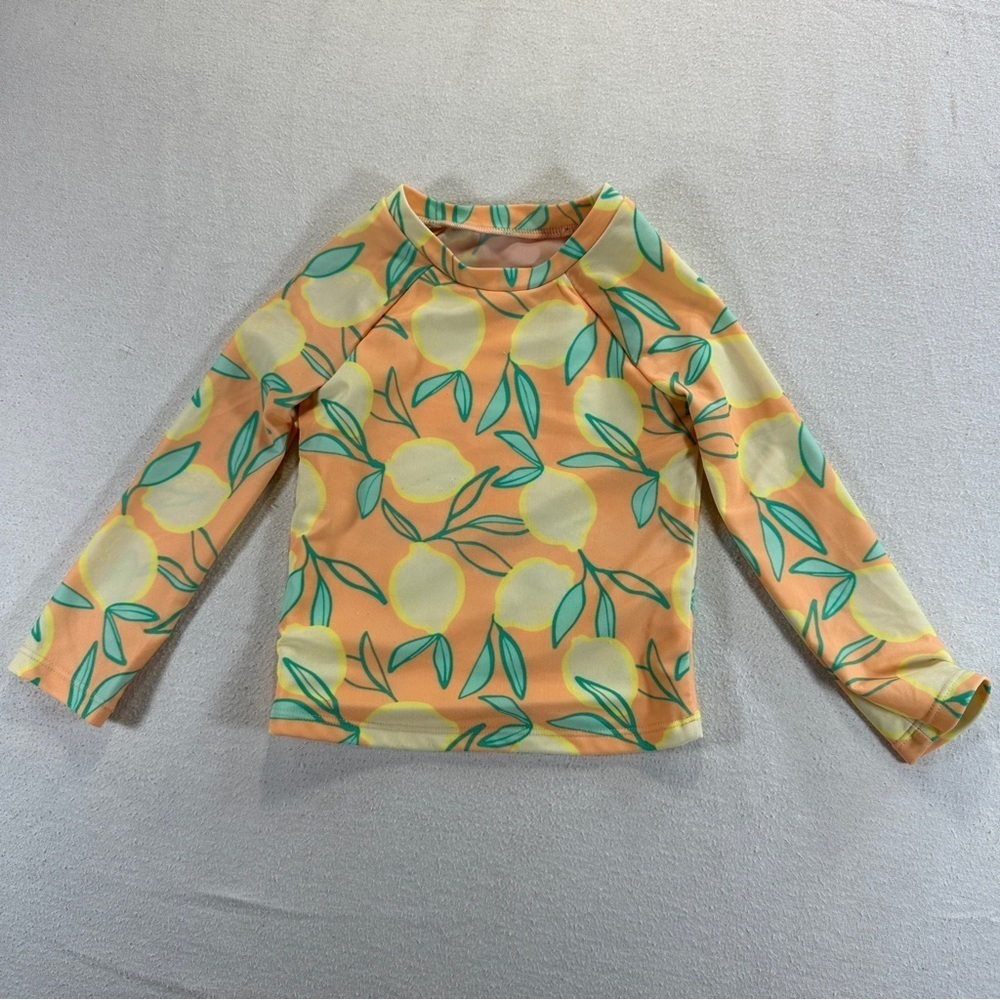 Cat & Jack Girls Lemon Print beach Rash guard Sz 2T